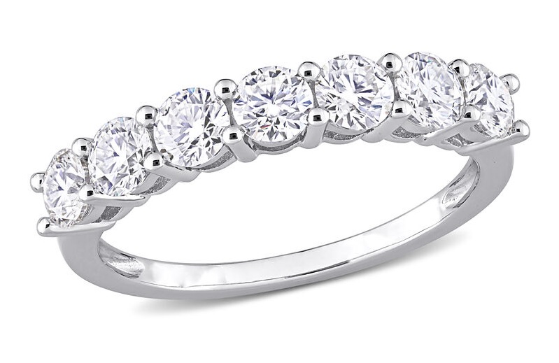 Created Moissanite 1ctw. Semi-Eternity Band in Sterling Silver