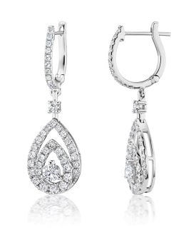 Lab Grown 1ct. Diamond Teardrop Dangle Earrings in 10k White Gold