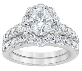 Adalyn. Lab Grown 3ctw. Oval Diamond Halo Ring Set in 14k White Gold