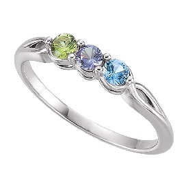 stealing hearts on Valentine's Day. 3-Stone Family Ring in 10k White Gold