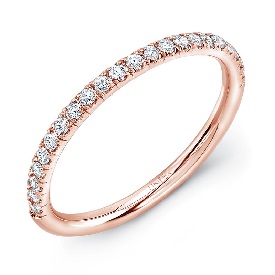 Uneek Round Diamond Wedding Band in 14K Rose Gold