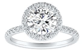 l Ashlin. Lab Grown 1ctw. Diamond Halo Engagement Ring in 14k White Gold