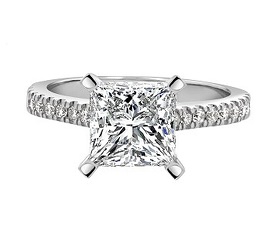 Princess-Cut Lab Grown 1.30ctw. Diamond Hidden Halo Engagement Ring in 14k White Gold