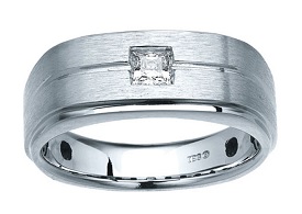  IB Goodman Men's 14k White Gold Princess Cut Diamond Solitaire Ring