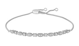 Diamond Fancy Shapes Bolo Bracelet in Sterling Silver