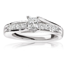 Alxenadra. 14K Gold Princess-Cut Diamond Engagement Ring, 1ct. T.W.