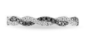 Brilliant-Cut 1/5ctw. Black & White Diamond Twist Anniversary Band in 14k White Gold