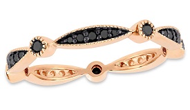 1/4ctw Black and White Twist Wedding Band Set in 10k Rose Gold