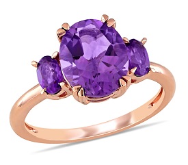 Amethyst 3-Stone Ring in 14k Rose Gold