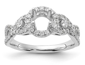Extended Size Brilliant-Cut 3/4ctw. Diamond Twist Semi-Mount in 14k White Gold
