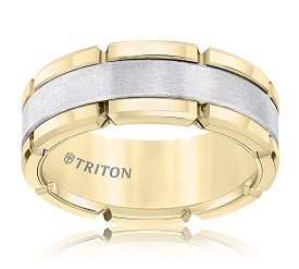 Triton Men's Two-Tone Tungsten 8mm Wedding Band