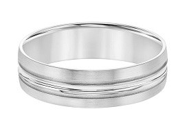 Men's 6mm Raised High Polished Center Wedding Band in Platinum