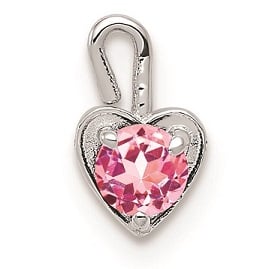 October Synthetic Birthstone Heart Charm in 14k White Gold October Synthetic Birthstone Heart Charm in 14k White Gold