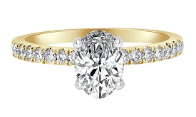 Gianna. Lab Grown 1 1/3ctw. Diamond Oval Hidden Halo Engagement Ring in 14k Yellow & White Gold