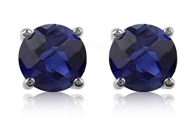 Sapphire Brilliant-Cut Stud Earrings in White Gold