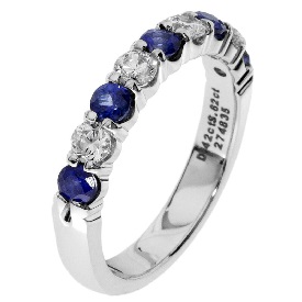 Diamond & Sapphire Prong Set 0.55ctw. Band in 14k White Gold