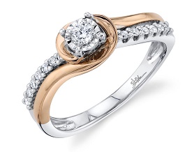 Shy Creation 1/4ctw. Diamond Swirl Engagement Ring in 14k White & Rose Gold SC22007095