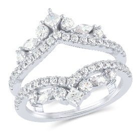 Princess, Marquise & Brilliant-Cut Lab Grown 1.22ctw. Diamond Stacking Insert Ring in 14k White Gold