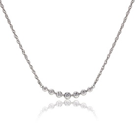 Curved Bezel-Set Round Diamond Necklace in 10k White Gold