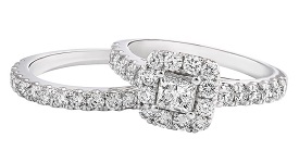 Shay. Princess-Cut 2ctw. Diamond Halo Bridal Set in 14k White Gold