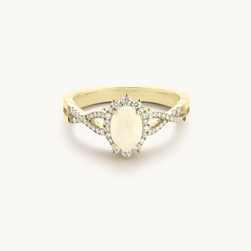 JK Crown Collection Oval-Cut Opal Diamond Blue Topaz Ring in 10k Yellow Gold