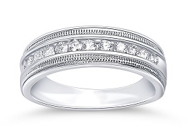 Men's MFIT Diamond 1/7ctw. Comfort Fit Band in 10k White Gold