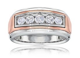 IBGoodman Men's 1ct. Diamond Band in 14k White and Rose Gold