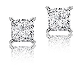 Princess-Cut Diamond Solitaire Earrings 1/3ctw. in 14k White Gold