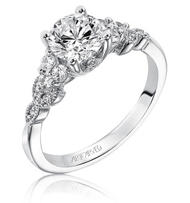 Adeline. ArtCarved Vintage Inspired Diamond Semi-Mount 14k White Gold