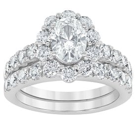 Adalyn. Lab Grown 3ctw. Oval Diamond Halo Ring Set in 14k White Gold