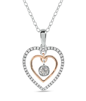 Heart 0.25ctw. Diamond Pendant in 10k White and Rose Gold