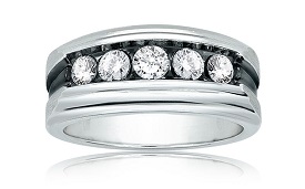 IBGoodman Men's 1ctw. Diamond Band in 14k White Gold with Black Rhodium