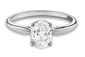 Lab grown 1ct. Diamond oval solitaire engagement ring in 14k white gold