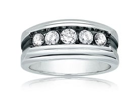 B Goodman Men's 1ctw. Diamond Band in 14k White Gold with Black Rhodium