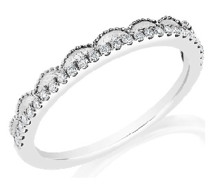 Brilliant-Cut 0.15ctw. Diamond Scallop Anniversary Band in 14k White Gold