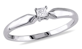 Princess-Cut 1/10ct Solitaire Engagement Ring in Sterling Silver