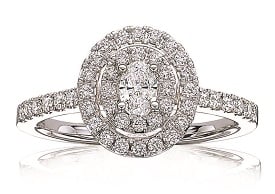 Eliza. Oval Diamond Double Halo Engagement Ring in 14k White Gold