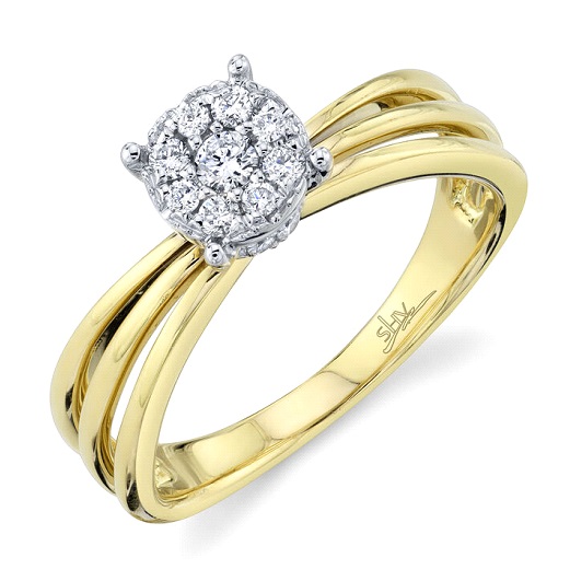 Shy Creation 1/4ctw. Diamond Composite Engagement Ring in 14k White and Yellow Gold