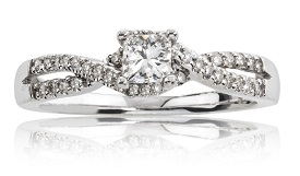 Iris. Diamond Princess-Cut Twist White Gold Engagement Ring