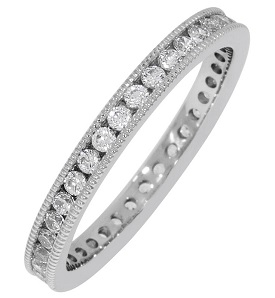 Round Milgrain Edge 1/2ctw. Eternity Band in 14K White Gold 
