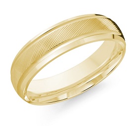 Malo Men's Diagonal Center & Beveled Edge 6mm Wedding Ring in 14k Yellow Gold