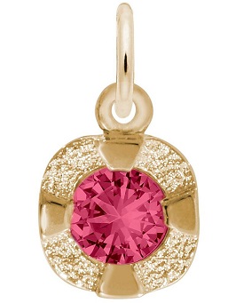 January Birthstone Held in Love Heart Charm in Sterling Silver/Gold Plated