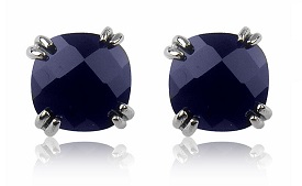 Created Sapphire Cushion-Cut Stud Earrings in Sterling Silver