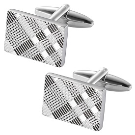 Men's Silver-Tone Criss-Cross Cufflinks