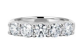 Diamond 5-stone 1/2 ctw. Anniversary Band in 14K White Gold (GH, I1)
