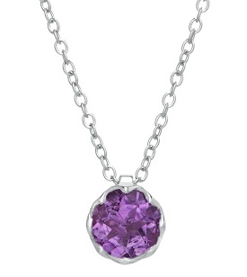 Round Amethyst Gemstone Pendant in Sterling Silver